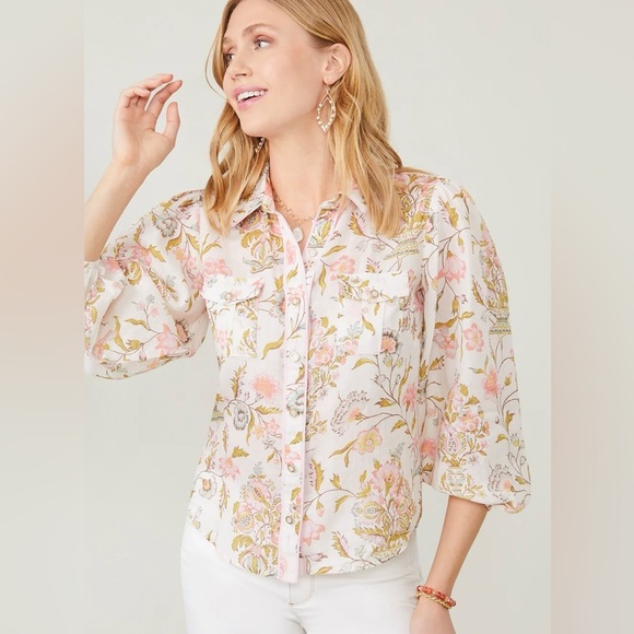 Spartina 449 Tops - NWOT Women’s Spartina 449 Claudette Blouse Jane Jardinere Cream Size XS